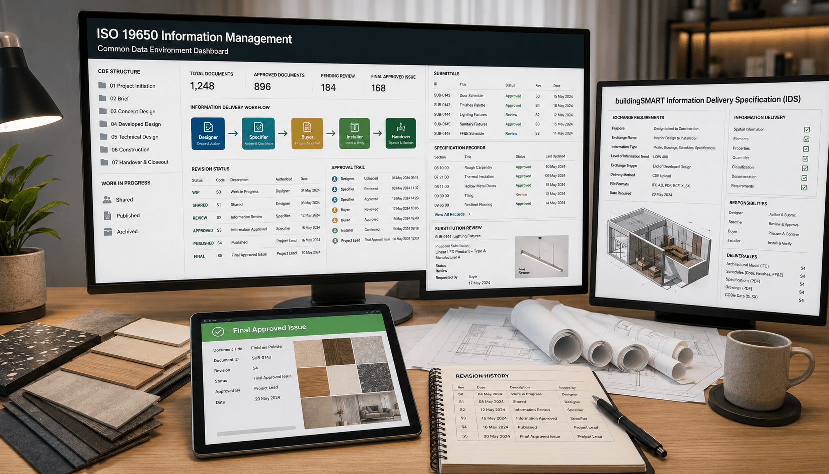 Designer, buyer, supplier and installer complete an evidence-based substitution review