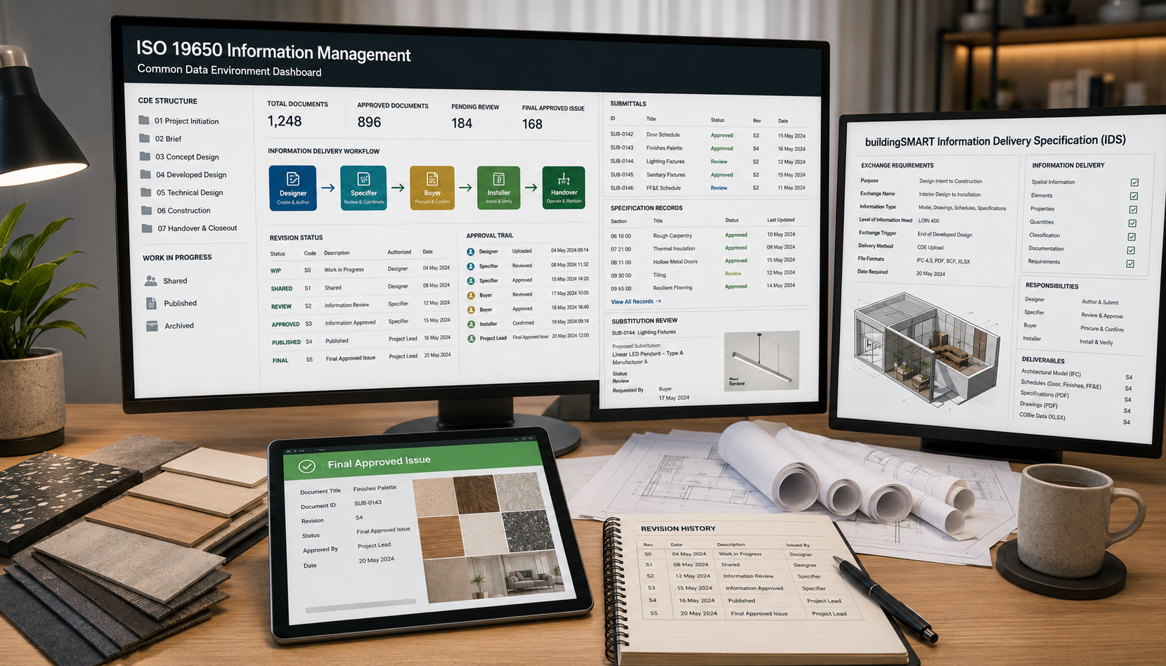 Designer, buyer, supplier and installer complete an evidence-based substitution review